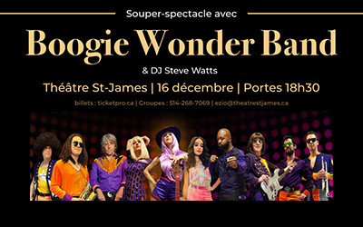 Fête de Noël avec Boogie Wonder Band, 16 décembre 2023 Théâtre St-James, Montréal, QC